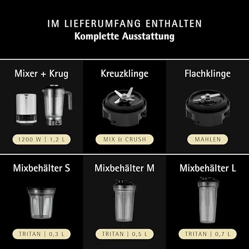 WMF Kult Pro Multifunktionsmixer Hochleistungsmixer, 30.000 U/min, Smoothie Maker, Standmixer, Ice-Crush Funktion, 4 Mixbehälter inkl. ToGo-Verschluss
