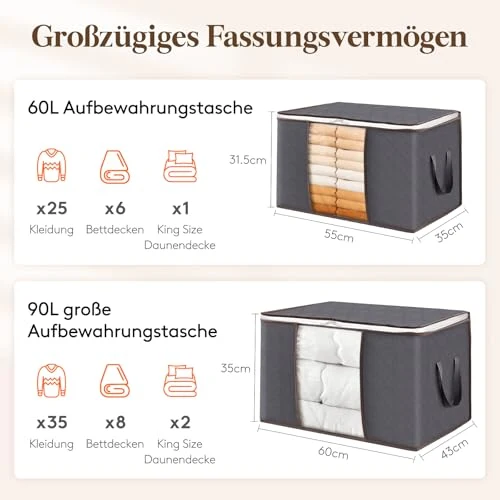 Lifewit 60L Aufbewahrungstasche Groß, Schrank Organizer Set 6 Stück