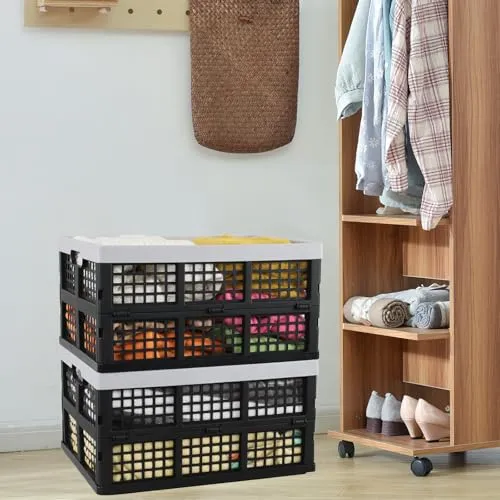 Faltbare Aufbewahrungskisten aus Kunststoff, 34 l, stapelbar, faltbar, 3 Packungen