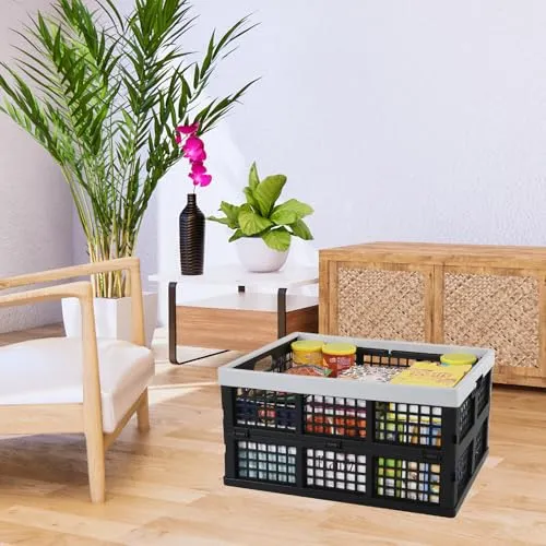 Faltbare Aufbewahrungskisten aus Kunststoff, 34 l, stapelbar, faltbar, 3 Packungen