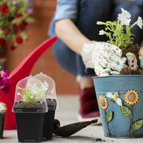Mini Blumentopf Anzuchttöpfe Mit Kuppel: 10Stücke Zimmergewächshaus Anzucht Set Kuppel Pflanzen Pflanztöpfe Fensterbank Gewächshaus Kunststoff Anzuchtschalen Pflanztopf für Pflanzen