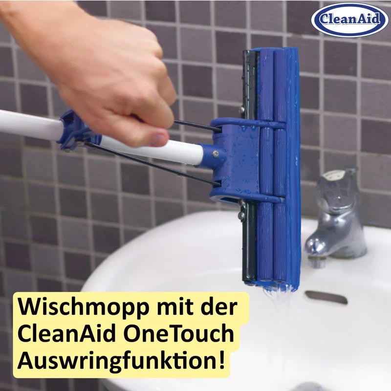 Easy Schwammmopp – Bodenwischer, One-Touch Auswring, Teleskopstiel