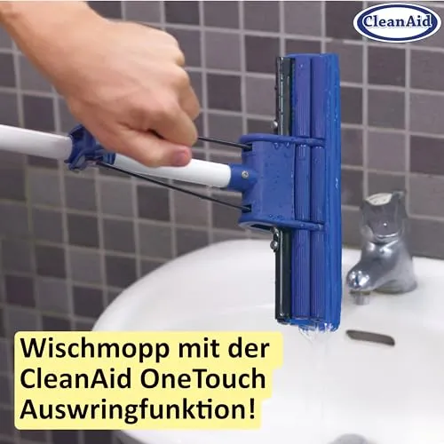 Easy Schwammmopp – Bodenwischer, One-Touch Auswring, Teleskopstiel