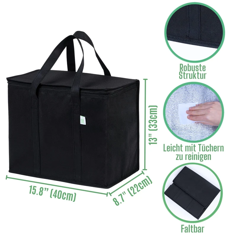 VENO 29 Liter Einkaufstasche Wiederverwendbare Faltbar Kühltasche, Groß Picknickkorb Robuste Isoliertasche Lunchtasche, Aufrecht Stehend Thermotasche