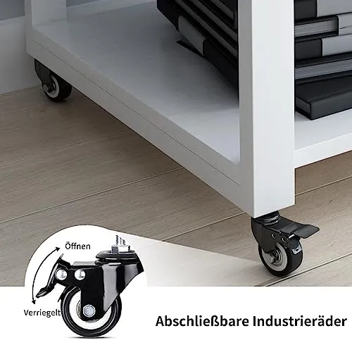 PUNCIA 2-Ebenen Druckertisch mit Rollen 50 x 50 x 30 cm Druckerständer
