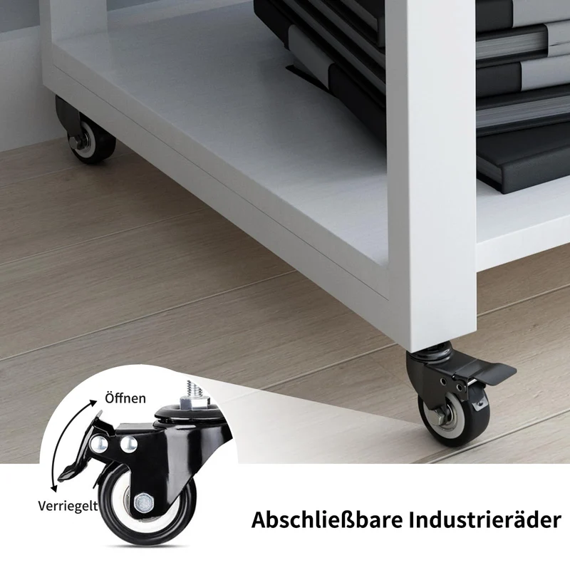 PUNCIA 2-Ebenen Druckertisch mit Rollen 50 x 50 x 30 cm Druckerständer