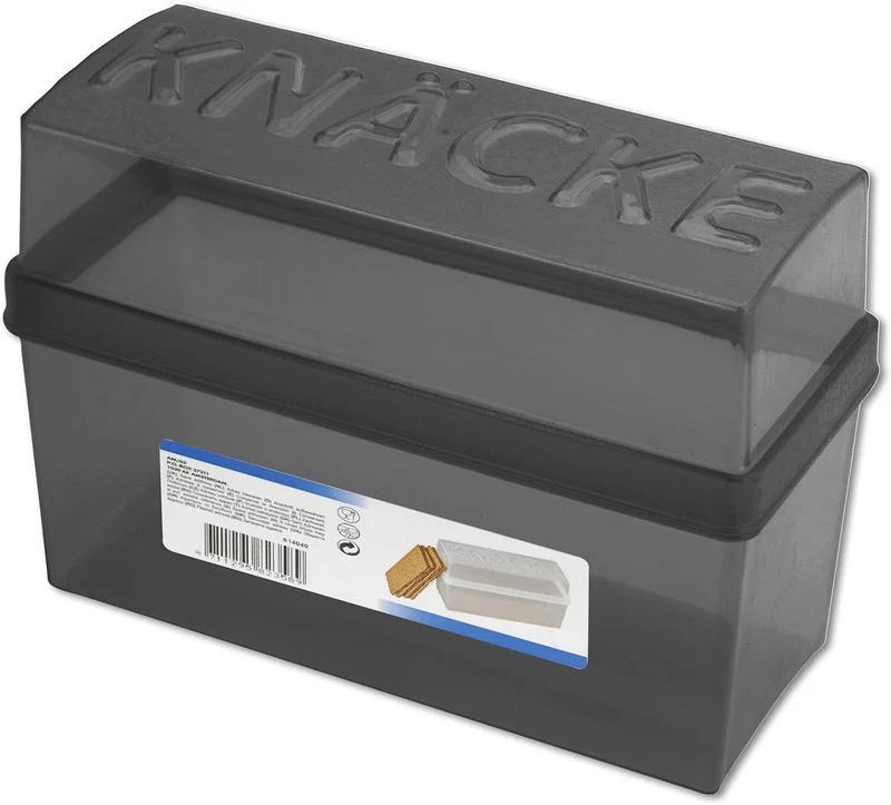 Koopmann® 1 Knäckebrot Box 1,65 Liter mit Deckel Brotbox Box Brotdose Brotkasten Brot aufbewahren (Schwarz)
