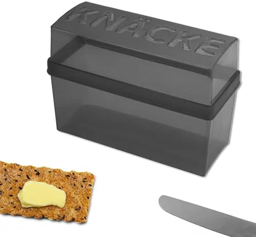 Koopmann® 1 Knäckebrot Box 1,65 Liter mit Deckel Brotbox Box Brotdose Brotkasten Brot aufbewahren (Schwarz)