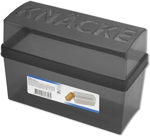 Koopmann® 1 Knäckebrot Box 1,65 Liter mit Deckel Brotbox Box Brotdose Brotkasten Brot aufbewahren (Schwarz)