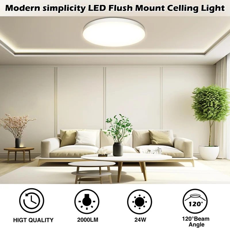Deckenlampe LED Deckenleuchte Ø28cm 24W, 4000K, 2000LM, Lampe Decke IP44