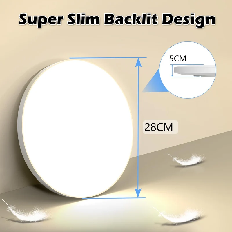 Deckenlampe LED Deckenleuchte Ø28cm 24W, 4000K, 2000LM, Lampe Decke IP44
