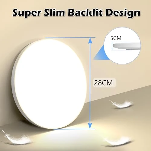Deckenlampe LED Deckenleuchte Ø28cm 24W, 4000K, 2000LM, Lampe Decke IP44