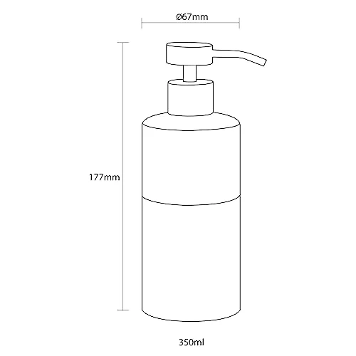 Sealskin Doppio Seifenspender, aus natürlichem Porzellan, freistehend und somit flexibel ohne Bohren zu platzieren, für Badezimmer und Küche, Farbe: Sand, handbemalt