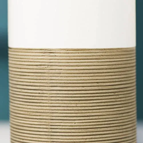 Sealskin Doppio Seifenspender, aus natürlichem Porzellan, freistehend und somit flexibel ohne Bohren zu platzieren, für Badezimmer und Küche, Farbe: Sand, handbemalt