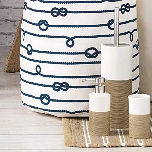 Sealskin Doppio Seifenspender, aus natürlichem Porzellan, freistehend und somit flexibel ohne Bohren zu platzieren, für Badezimmer und Küche, Farbe: Sand, handbemalt