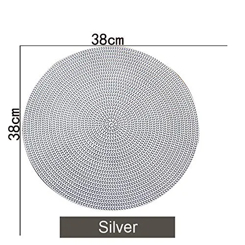 4er Pack PVC Tischsets - Hohl, Hitzebeständig, Rutschfest, Rund, Wheatear Dekorativ für die Wohnküche (Silber)