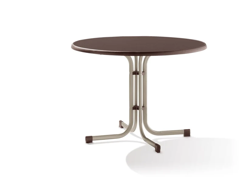 Sieger Boulevard-Klapptisch mit mecalit-Pro-Dekorplatte, Ø 100 cm, champagner, Schieferdekor mocca