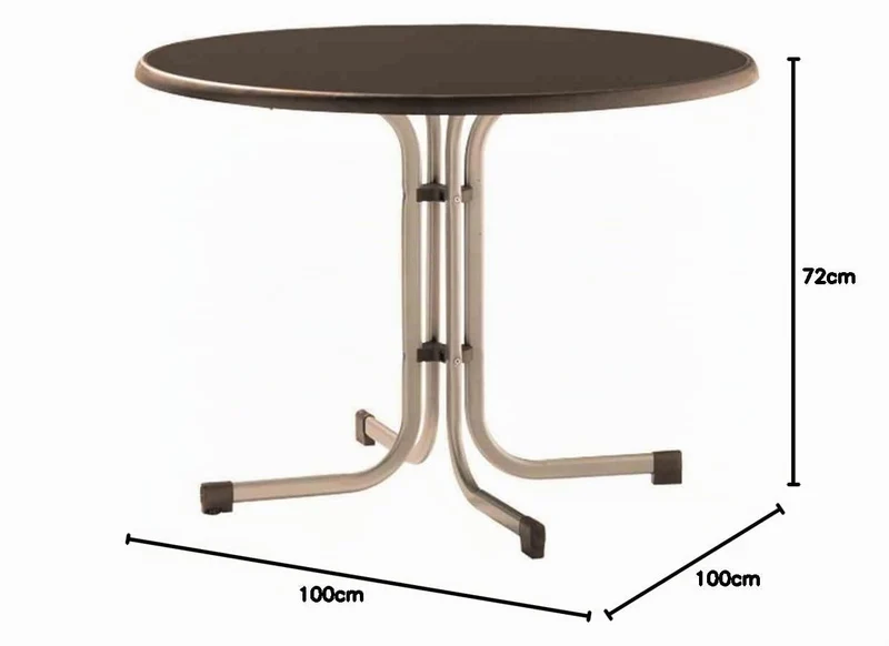 Sieger Boulevard-Klapptisch mit mecalit-Pro-Dekorplatte, Ø 100 cm, champagner, Schieferdekor mocca