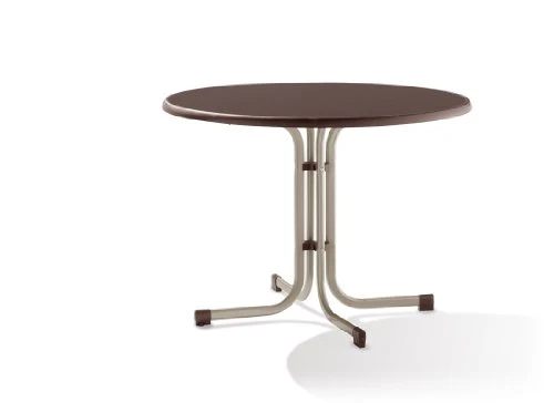 Sieger Boulevard-Klapptisch mit mecalit-Pro-Dekorplatte, Ø 100 cm, champagner, Schieferdekor mocca