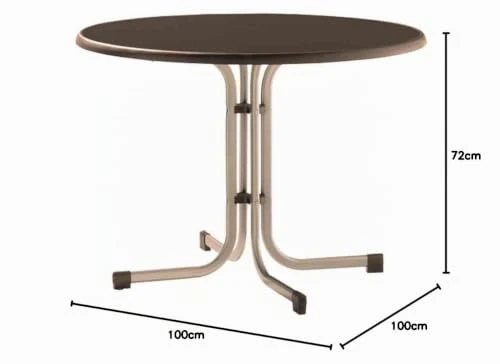 Sieger Boulevard-Klapptisch mit mecalit-Pro-Dekorplatte, Ø 100 cm, champagner, Schieferdekor mocca