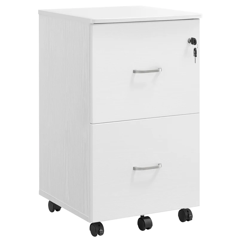 VASAGLE Rollcontainer, Aktenschrank, 2 Schubladen, abschließbar