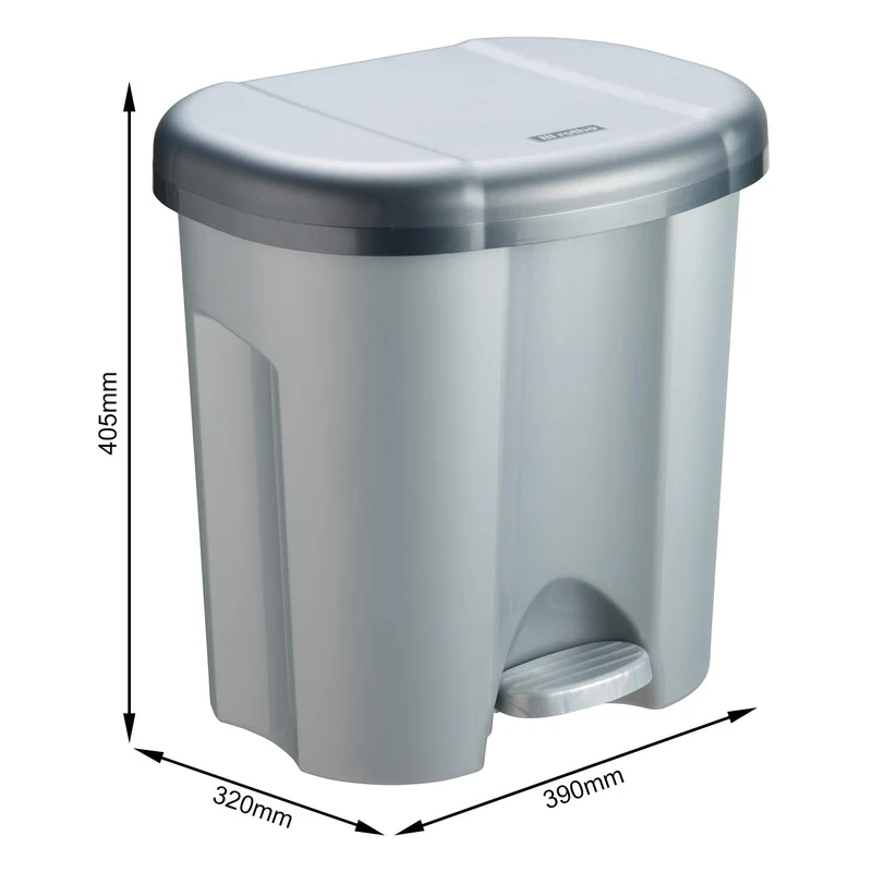 Rotho Duo Mülleimer Küche 2 x 10 L Mülleimer 2 Fächer mit Deckel Silber