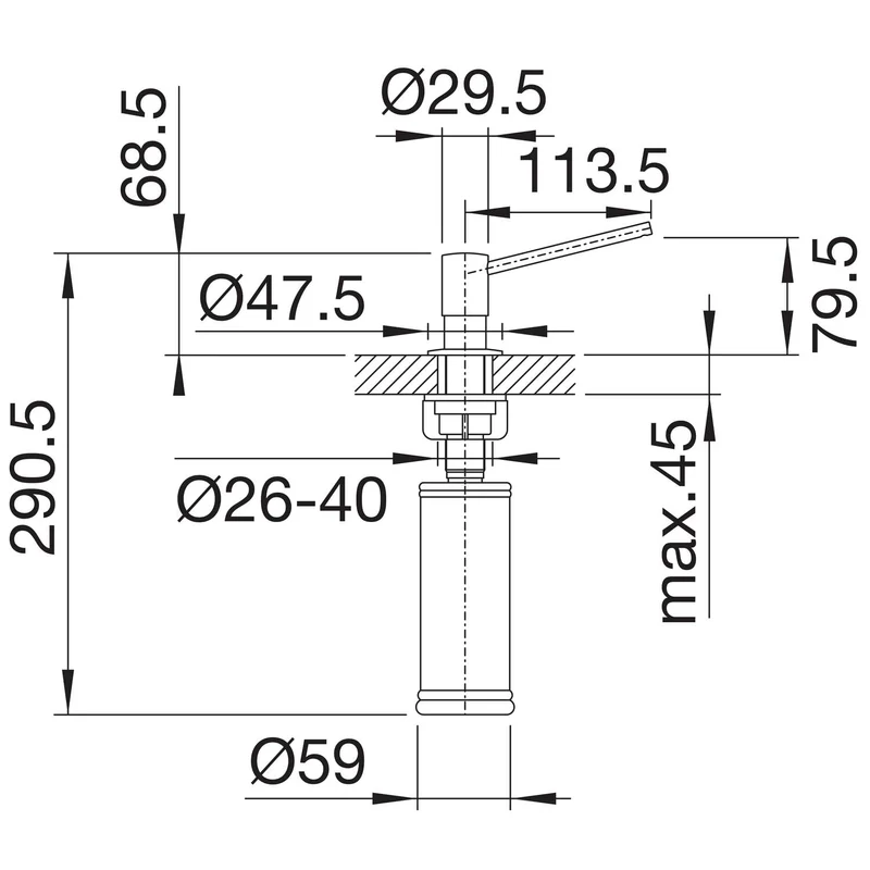 BLANCO TORRE Spülmittelspender in chrom | Passend zu allen BLANCO-Küchenarmaturen | Bequem von oben zu befüllen | Spüli | Seifenspender | 35 mm Lochbohrung erforderlich | Flascheninhalt 300 ml