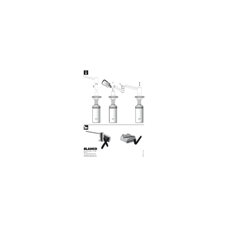 BLANCO TORRE Spülmittelspender in chrom | Passend zu allen BLANCO-Küchenarmaturen | Bequem von oben zu befüllen | Spüli | Seifenspender | 35 mm Lochbohrung erforderlich | Flascheninhalt 300 ml