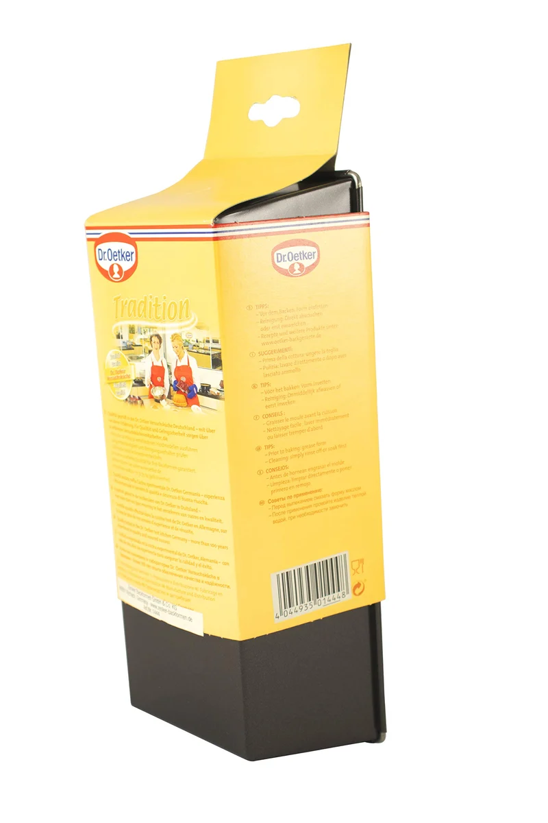 Dr. Oetker Kastenform 25 cm, Königskuchenform mit Antihaftbeschichtung, hochwertige Form, eckige Kuchenform aus veredeltem Schwarzblech, Menge: 1 Stück