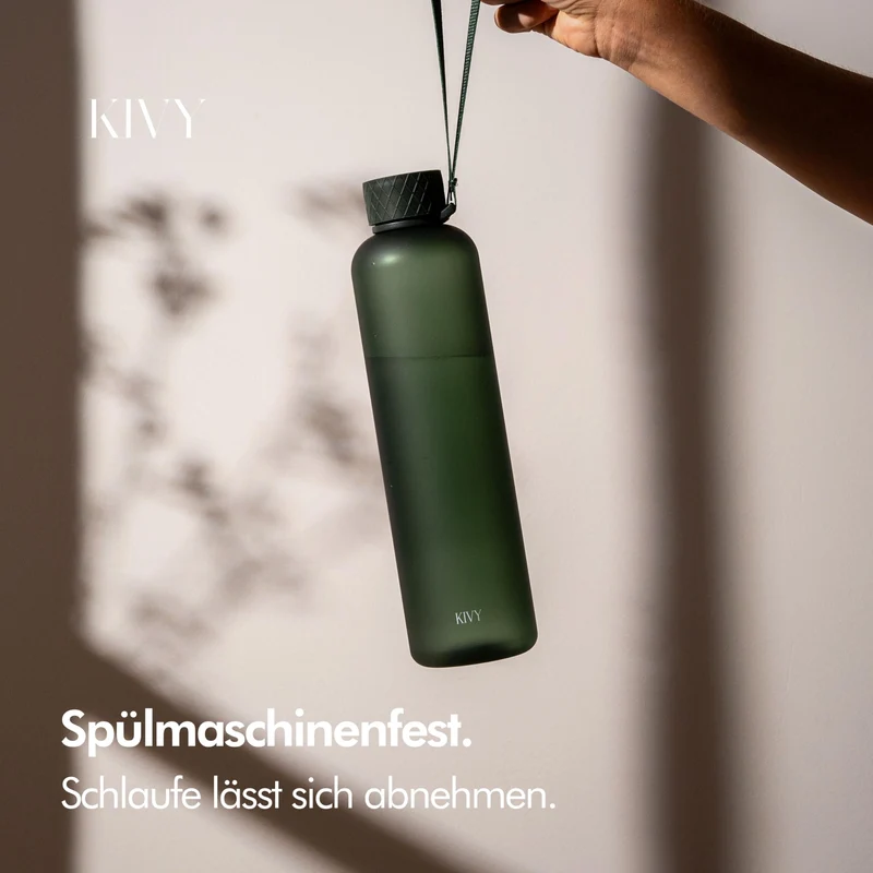 KIVY Trinkflasche 1l aus Tritan - Kohlensäure geeignet & Auslaufsicher