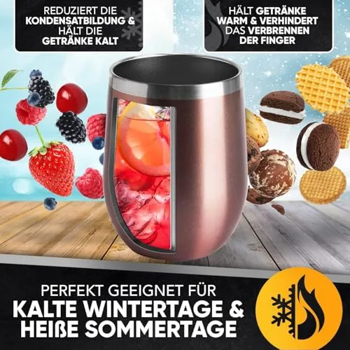 2 Stück Edelstahl Weinbecher to go 350 ml, Camping Weingläser