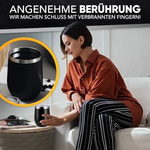 2 Stück Edelstahl Weinbecher to go 350 ml, Camping Weingläser