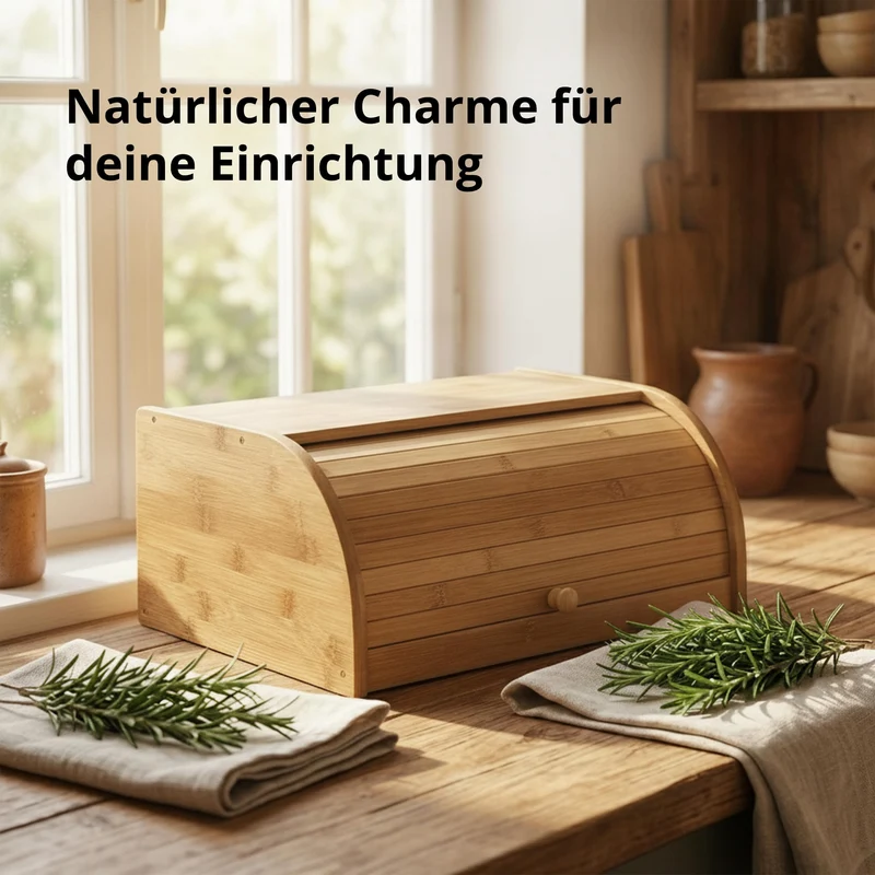 Relaxdays Brotkasten Bambus HBT: 16,5 x 40 x 27,5 cm Rollbrotkasten für aromadichte Brot Aufbewahrung Brotkiste mit Rolldeckel als Brottrommel oder Brotwächter für Brötchen und Gebäck, natur
