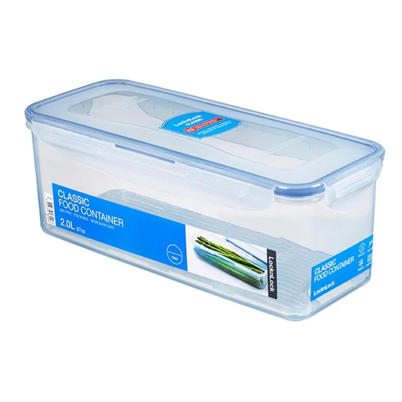LocknLock PP Classic Vorratsdose mit Ablaufgitter | 2 L | 27,8 x 11,5 x 10,3 cm | 100 % luft- und wasserdicht | Gefrier-& Kühlschrank Organizer | Spülmaschinen-& Mikrowellengeeignet | BPA frei