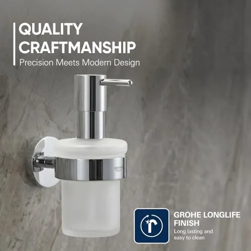 GROHE Essentials, Ersatz Seifenspender für das Bad (ohne Halter, pflegeleicht, langlebig), chrom, 40394001