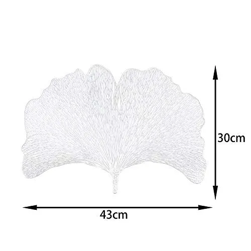 4er Pack Ginkgo Biloba Dekorative Tischsets PVC Tischsets Hohl Tisch Tischsets Hitzebeständig rutschfeste Tischsets Blatt Tischset für die Wohnküche (Silber)