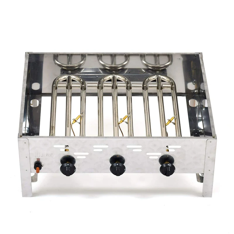 Gasgrill 3-flammiger Edelstahl-Brenner 11kW Standmodell mit Grillrost, Gastrobräter Profigrill Verein