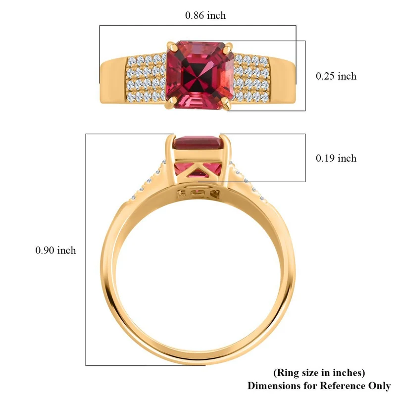 Iliana AAA Rubellit, Weißer Diamant Ring, SI-GH zertifiziert und geprüft, 750 Gold ca. 2.10 ct