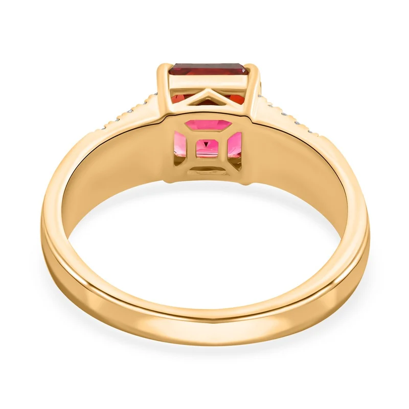 Iliana AAA Rubellit, Weißer Diamant Ring, SI-GH zertifiziert und geprüft, 750 Gold ca. 2.10 ct