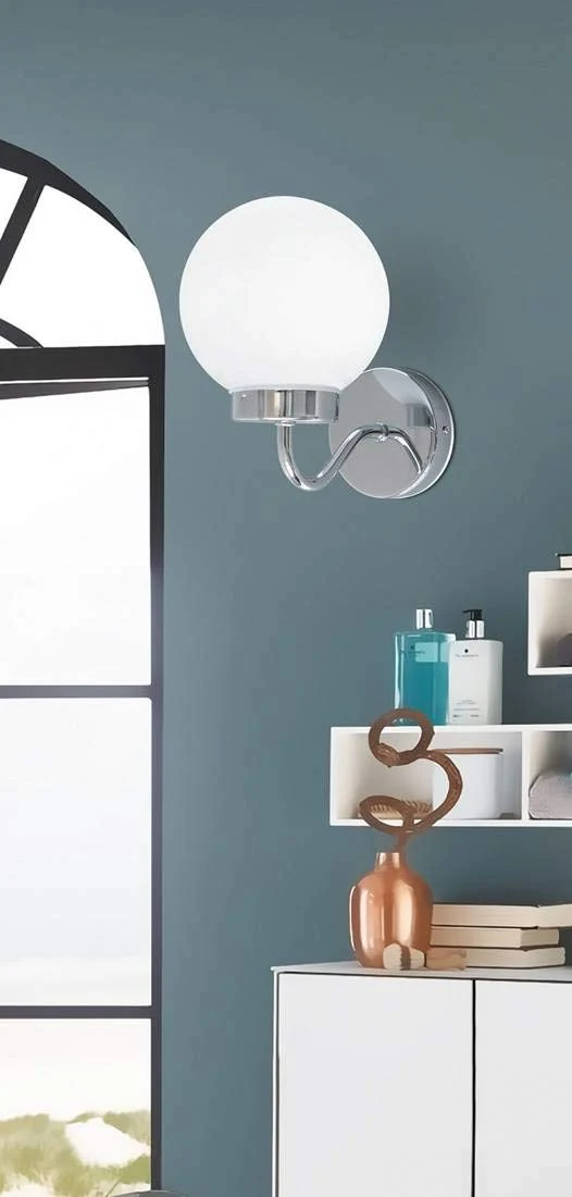 Schicke Badezimmer TOGO in Chrom Weiß Wandleuchte Kugelleuchte Badleuchte