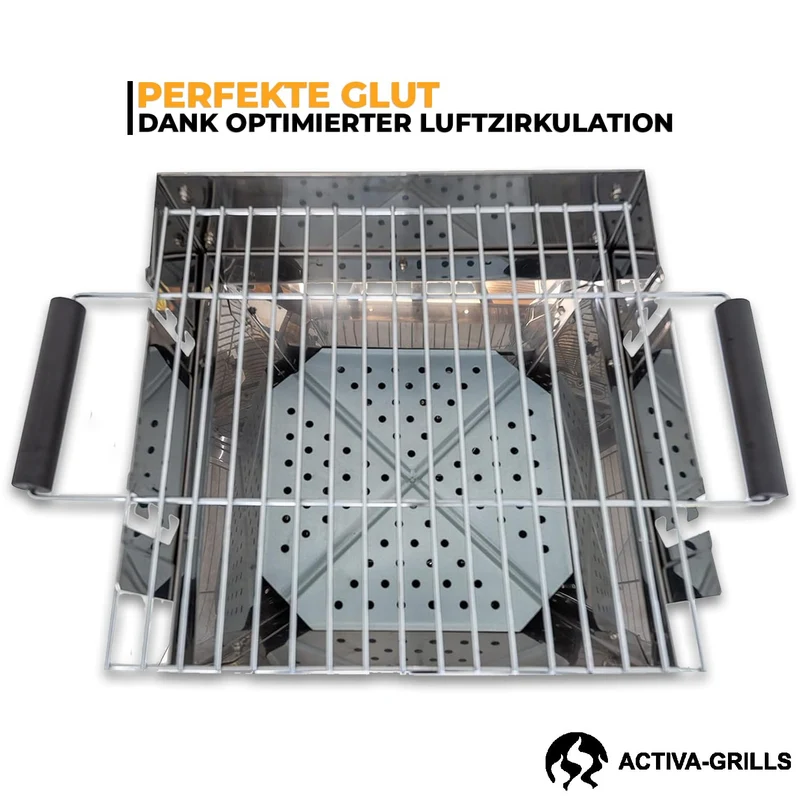 ACTIVA Holzkohlegrill Saalfeld I Premium Holzkohle Grill inkl. hochwertigem & verchromtem Grillrost I Robuster Kohlegrill für ein einzigartiges Grillerlebnis