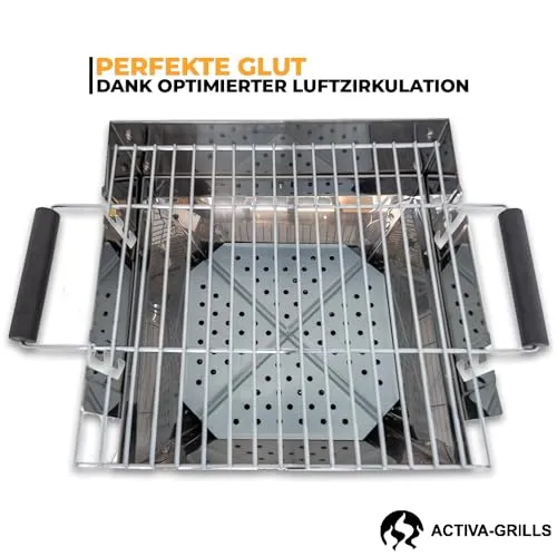ACTIVA Holzkohlegrill Saalfeld I Premium Holzkohle Grill inkl. hochwertigem & verchromtem Grillrost I Robuster Kohlegrill für ein einzigartiges Grillerlebnis