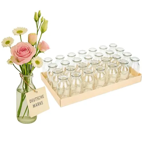 NaDeco 32 kleine Glasvasen 10,5 cm, Minivasen Set, Tischdeko Hochzeit