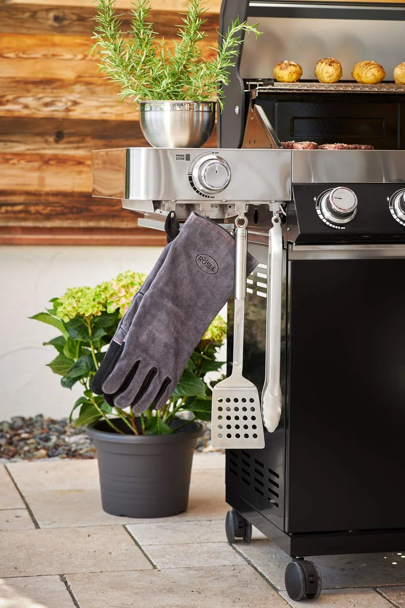 RÖSLE Grillzange 43cm mit patentiertem Verschlusssystem, Edelstahl 18/10, Silber