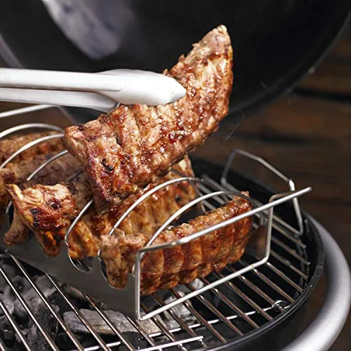 RÖSLE Grillzange 43cm mit patentiertem Verschlusssystem, Edelstahl 18/10, Silber
