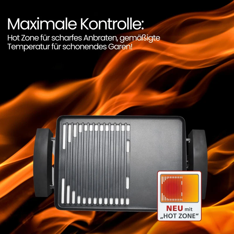 Steba VG 200 BBQ Tischgrill mit Glasdeckel, Grillfläche 29 x 40cm, 2200W