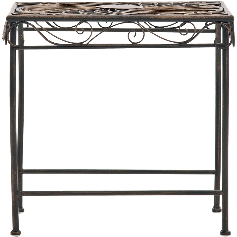 CLP Gartentisch aus Eisen Zarina, romantischer Beistelltisch im ornamentalen Jugendstil, für Garten, Terrasse und Balkon, mit Bodenschonern | Farbe Bronze