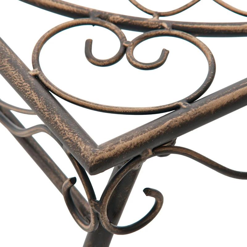 CLP Gartentisch aus Eisen Zarina, romantischer Beistelltisch im ornamentalen Jugendstil, für Garten, Terrasse und Balkon, mit Bodenschonern | Farbe Bronze