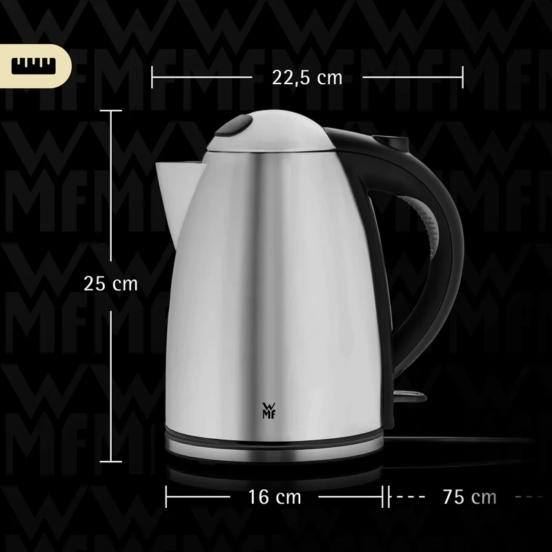 WMF Stelio Wasserkocher Edelstahl 1,7l, elektrischer Wasserkocher mit Kalkfilter, 2400 W, Wasserstandanzeige beleuchtet, Überhitzungsschutz, edelstahl matt silber