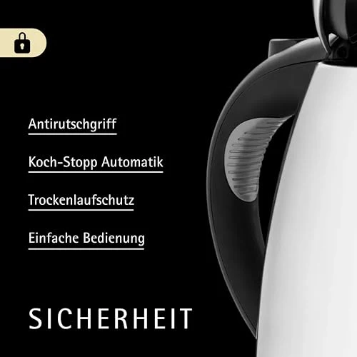 WMF Stelio Wasserkocher Edelstahl 1,7l, elektrischer Wasserkocher mit Kalkfilter, 2400 W, Wasserstandanzeige beleuchtet, Überhitzungsschutz, edelstahl matt silber